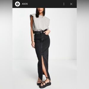 Asos Black Denim Maxi Skirt